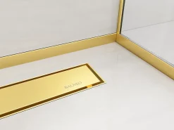 Profilé murale inclinée à gauche pour douche 170cm, acier inoxydable, finition gold, Pente de 1,5%^Balneo Online