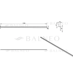 Profilé murale inclinée à gauche pour douche 170cm, acier inoxydable, finition gold, Pente de 1,5%^Balneo Online