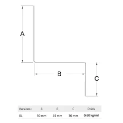 Bavette de démarrage et de jonction pour bardage et parement XL45 en acier noir mat L.2.3m-Le Profileur Français Clearance