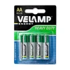 Blister de 4 piles R6 AA saline-Velamp New