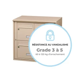 Bloc collectif , 2x2, grade 3, simple face, Extérieur, fixation murale, Ivoire RAL 1015 finition brillante-Leabox.com Hot