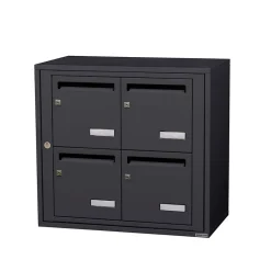 Bloc collectif , 2x2, grade 3, simple face, Intérieur, fixation murale, gris anthracite RAL 7016 finition brillante^Leabox.com Outlet