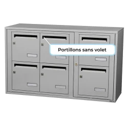 Bloc collectif , 3x2, grade 3, simple face, Intérieur, fixation murale, Gris clair RAL 7035 finition brillante-Leabox.com Best