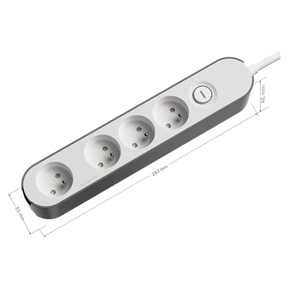 Bloc multiprise 4 ports blanc et gris^Jacobsen