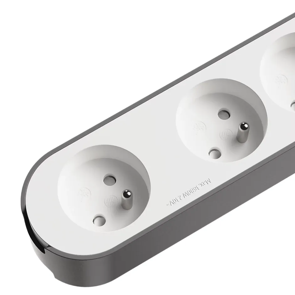 Bloc multiprise 4 ports blanc et gris^Jacobsen