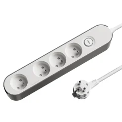 Bloc multiprise 4 ports blanc et gris^Jacobsen