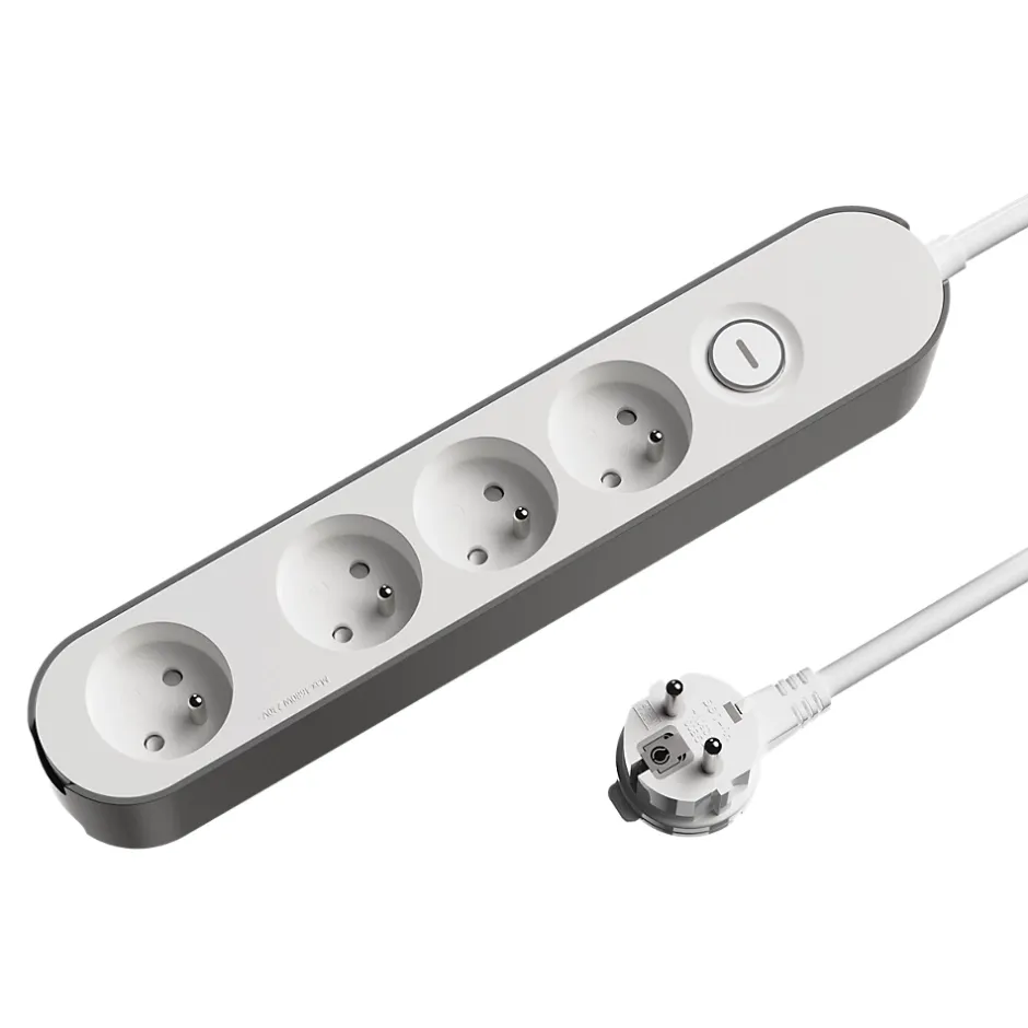 Bloc multiprise 4 ports blanc et gris^Jacobsen