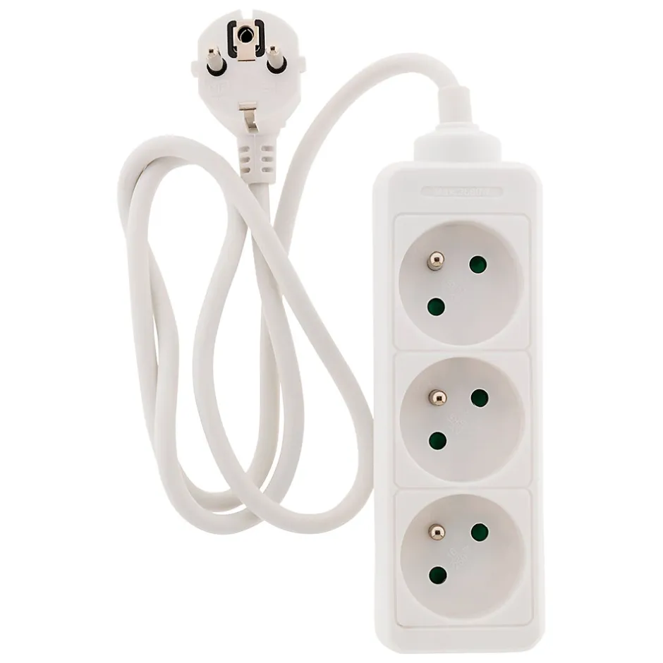 Bloc multiprise 3 prises 2P+T 16A blanc -^Zenitech Clearance