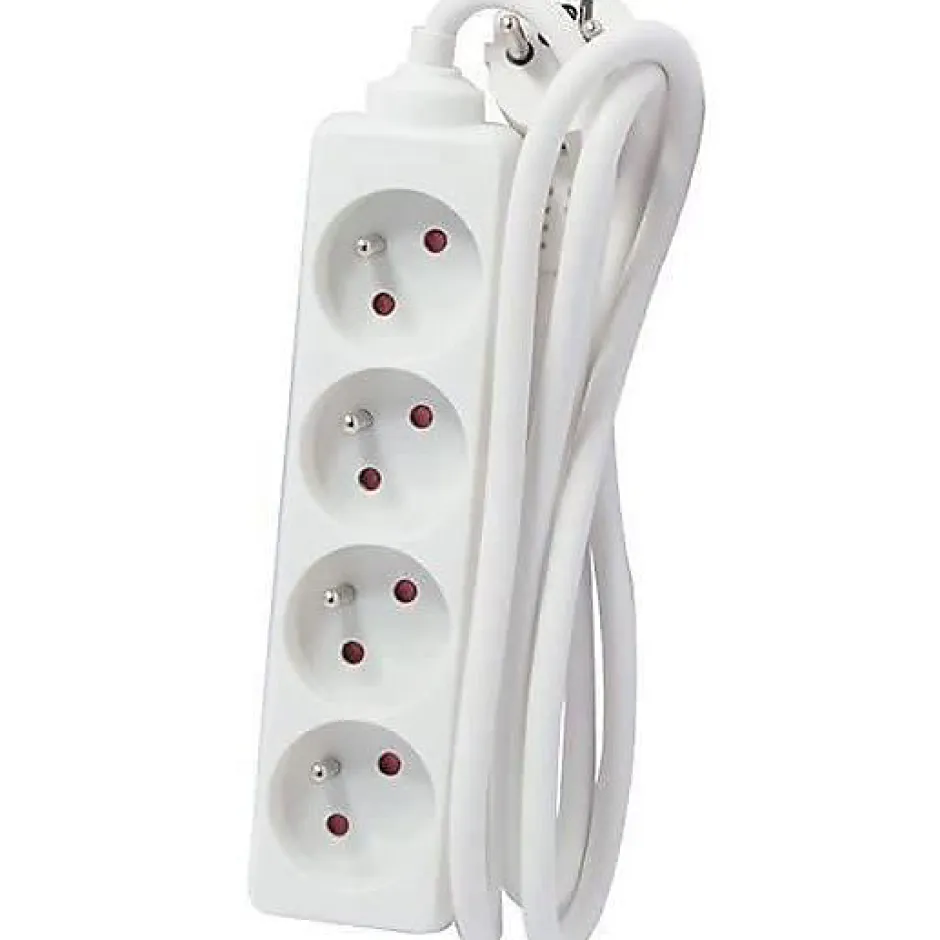 Bloc multiprise 4x16A 3500W câble 5m - blanc -^Chacon Hot