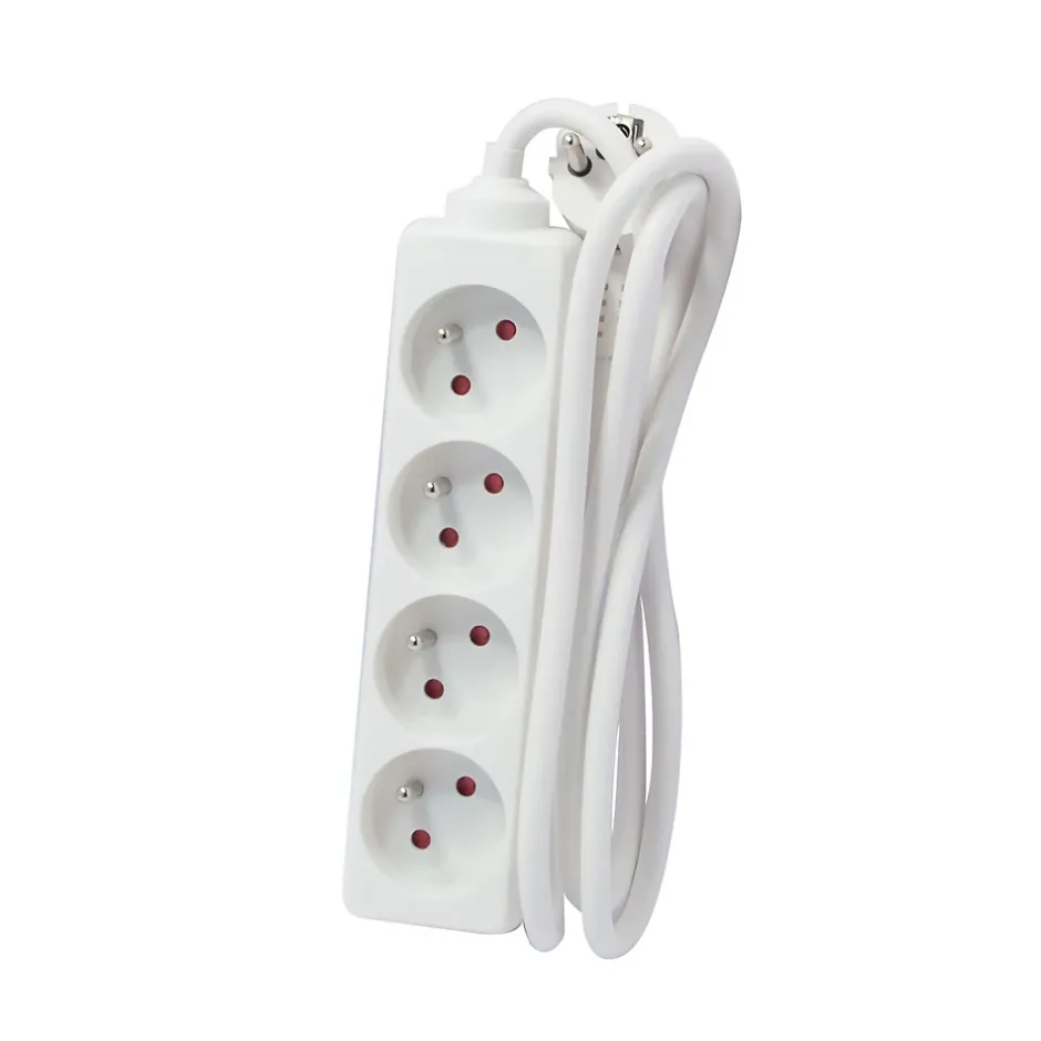 Bloc multiprise 4x16A 3500W câble 5m - blanc -^Chacon Hot
