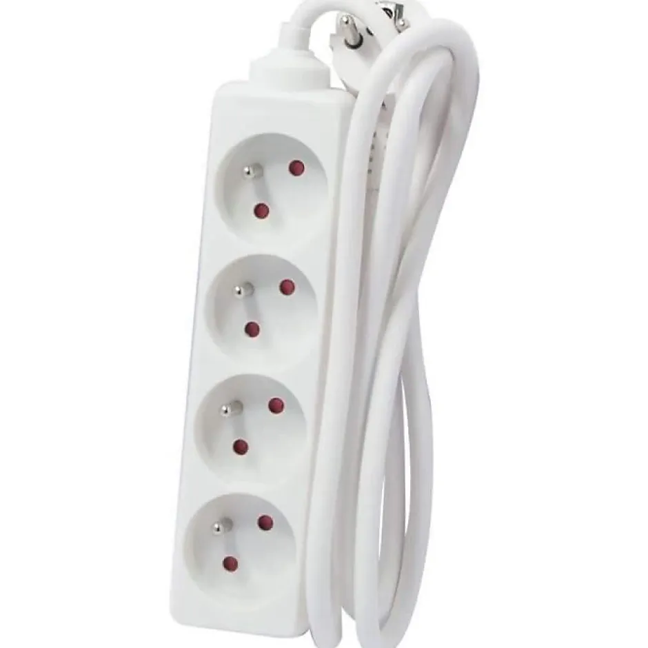 Bloc multiprise 4x16A 3500W câble 5m - blanc -^Chacon Hot