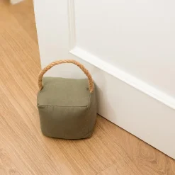 Bloque-porte Rei tissu vert kaki ⌀11x H. 28 cm-