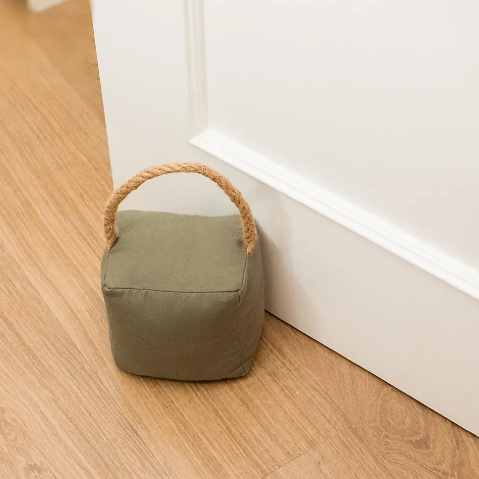 Bloque-porte Rei tissu vert kaki ⌀11x H. 28 cm-