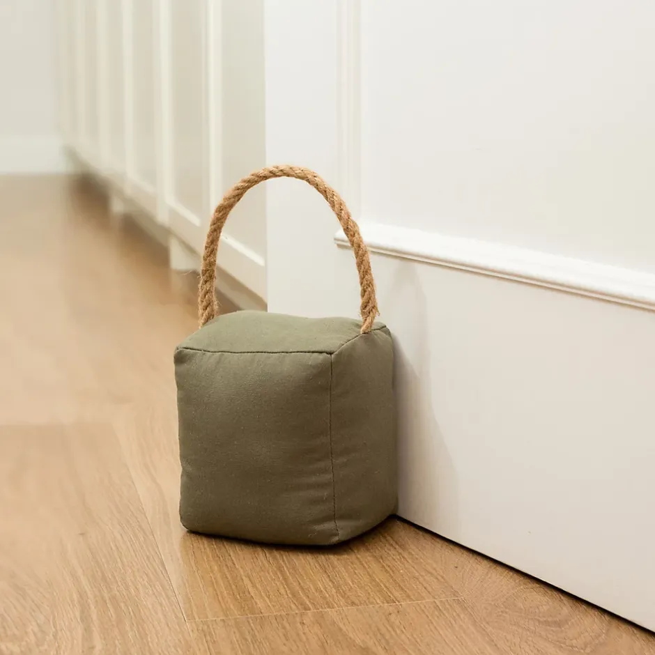 Bloque-porte Rei tissu vert kaki ⌀11x H. 28 cm-