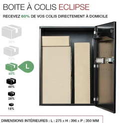 Boite à colis Eclipse 1 porte noir mat RAL 9005 M^Renz Discount