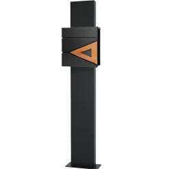 Boite aux lettres anthracite, aspect bois avec rouleau a journaux et pied support-Ml-Design New