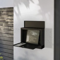 Boite aux lettres murale verrouillable 2 clés matériel de montage inclus dim. 36,5 x 11,5 x 29 cm métal anthracite-Homcom New