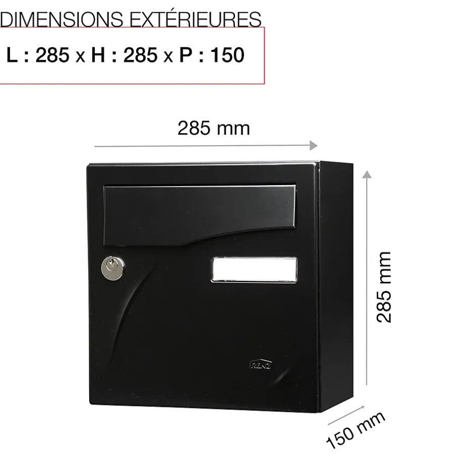 Boite aux lettres Préface compact Noir mat RAL 9005M-Renz New