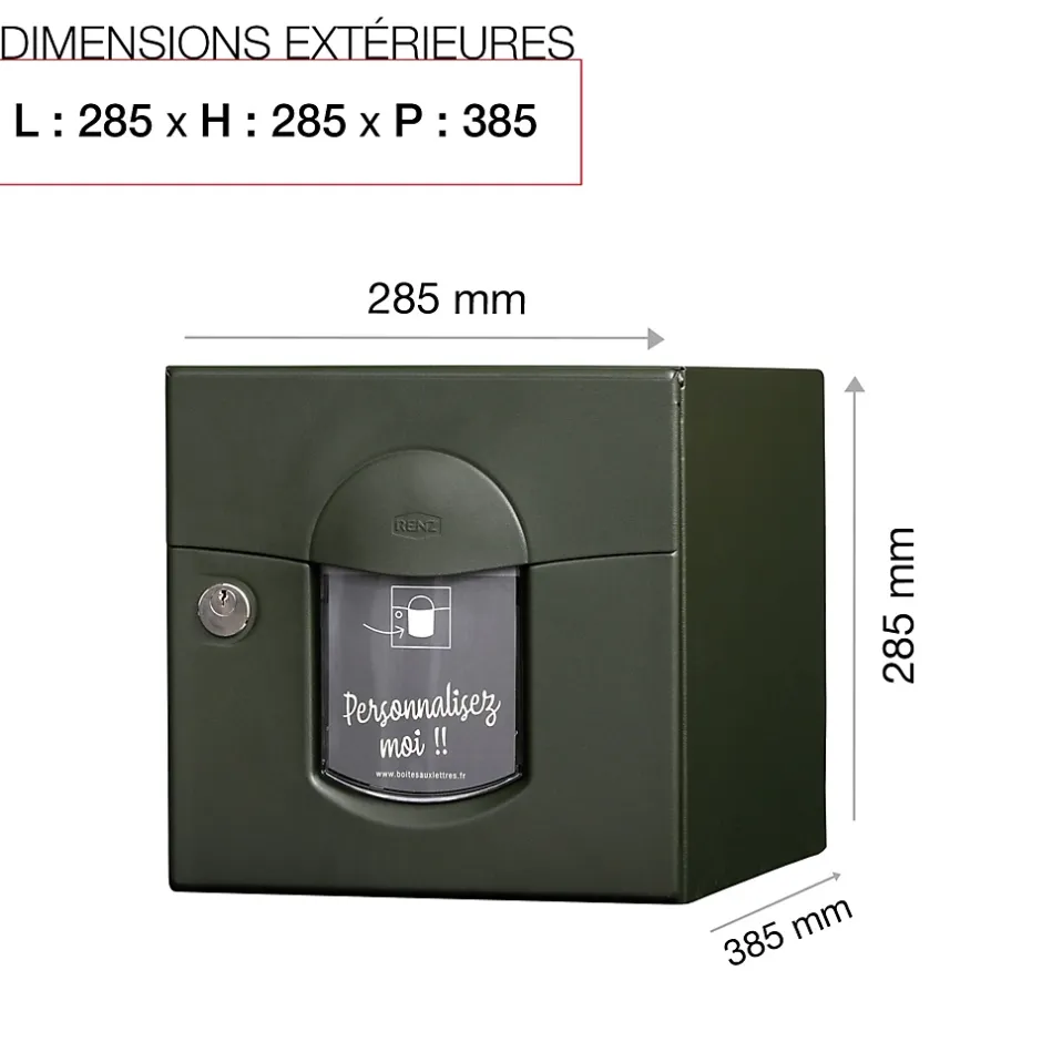 Boite aux lettres Soléa 1 porte Vert mat sablé RAL 6007 MS^Renz Outlet
