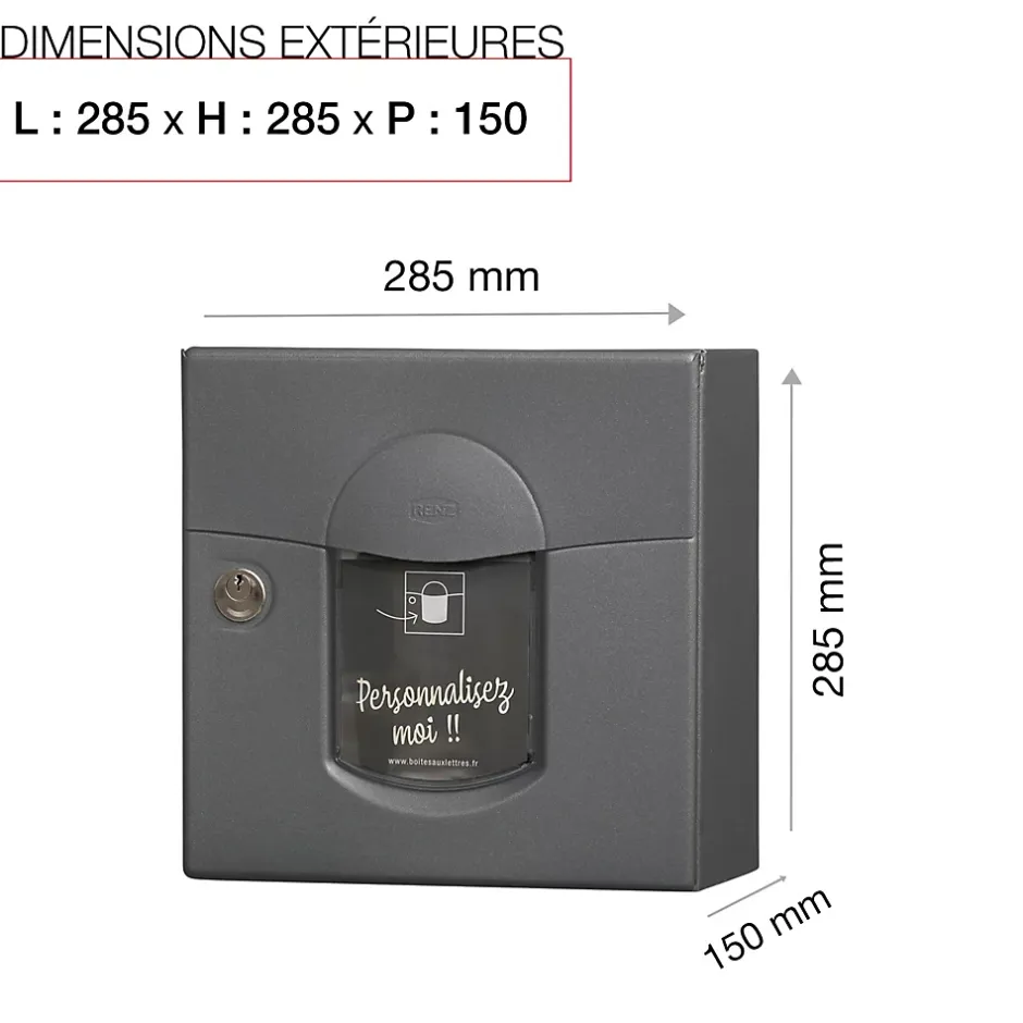 Boite aux lettres Soléa compact Gris anthracite aspect sablé REN 0206MS-Renz Discount