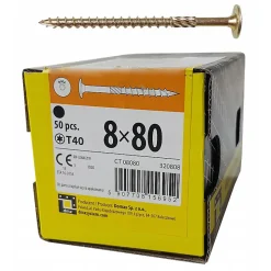 BOITE DE 50 VIS À TÊTE RONDELLE 8 x 80, EMPREINTE TORX^Domax Discount