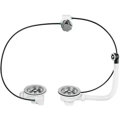 Bonde à panier avec trop plein 2 bacs Ø90 mm-Wirquin Online