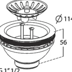 Bonde à panier sans trop plein, plateau chromé Diamètre 114 -^Nicoll New