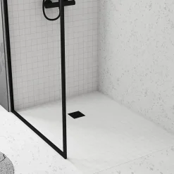 Bonde carrée pour receveur de douche, 105mm, sortie verticale Ø50mm, noir, Showerplate-Galedo Discount