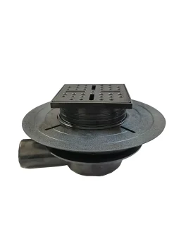 Bonde carrée pour receveur de douche, 105mm, sortie horizontale Ø50mm, noir, Showerplate-Galedo Hot