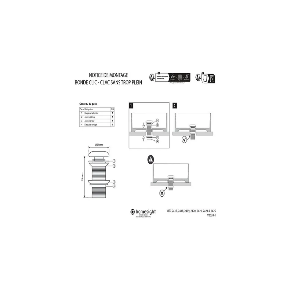 Bonde clic-clac en grès et laiton JAMES^Mob-In Hot