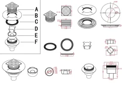 Bonde de douche centrale verticale gris Showerplate^Galedo
