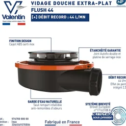 Bonde de douche extra plate Flush Ø90mm^Valentin Sale