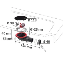 Bonde de douche Slim+ Ø118 mm noir^Wirquin Hot