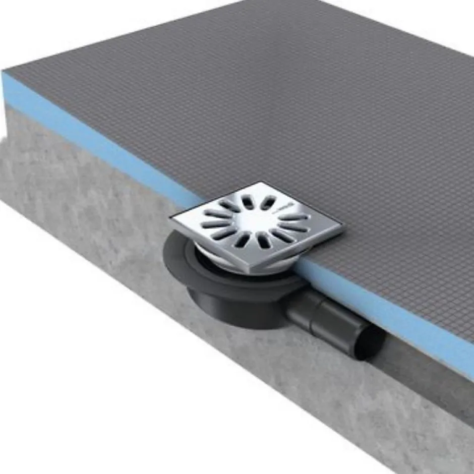 Bonde de douche sortie horizontale avec grille carrée^Wedi Discount