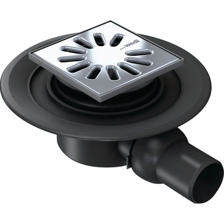 Bonde de douche sortie horizontale avec grille carrée^Wedi Discount