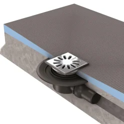 Bonde de douche sortie horizontale extra-plat Fundo Mini Max grille carrée^Wedi