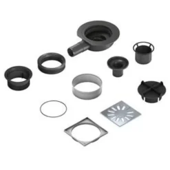 Bonde de douche sortie horizontale extra-plat Fundo Mini Max grille carrée^Wedi