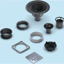 Bonde de douche sortie verticale avec grille carrée^Wedi Best