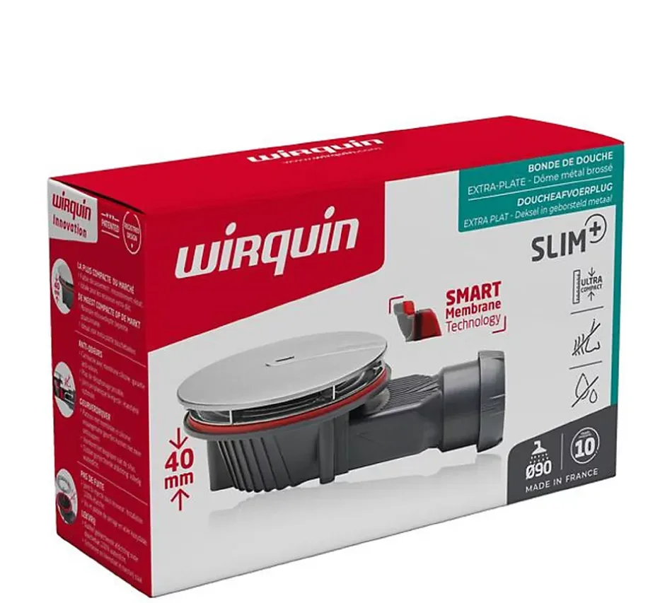 Bonde de douche SLIM + ø40 mm dôme métal-Wirquin New