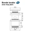 Bonde de lavabo ø 63 mm avec clapet clic clac ou fixe effet or^Rousseau Discount