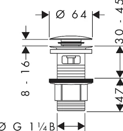 Bonde de lavabo chromée push-open^Hansgrohe New