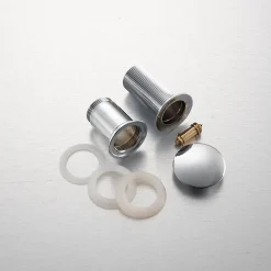 Bonde de lavabo en laiton Click-Clack modèle K LONG universelle pour lavabo 1/4 de pouce sans trop-plein chromée-Balneo Online