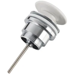 Bonde de lavabo en laiton Click-Clack modèle D universelle pour lavabo 1/4 de pouce avec tête en céramique blanche^Balneo Sale