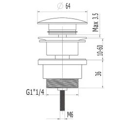 Bonde de Lavabo, vasque, evier universelle chromée sans trop plein, Bonde Pop Up (push-up) Automatique LuxuryBain^Luxury Bain Outlet
