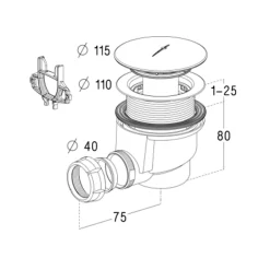 Bonde de receveur de douche sortie horizontale 90 mm Chromé-Nicoll Outlet