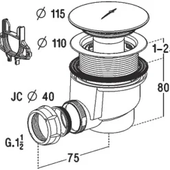 Bonde de receveur de douche sortie horizontale 90 mm Chromé-Nicoll Outlet