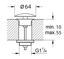 Bonde de vidage lavabo POP-UP Chromé G 1-1/4" - avec ou sans Trop Plein^Todot Hot