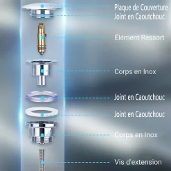 Bonde de vidage lavabo POP-UP Chromé G 1-1/4