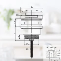 Bonde de vidage lavabo POP-UP Chromé G 1-1/4