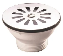 Bonde et vidage plastique à grille pour éviers et synthèse - Diamètre extérieur: 84 mm - Sortie: 1"1/2 - Perçage cuve: 60 mm - BL-Nicoll Clearance